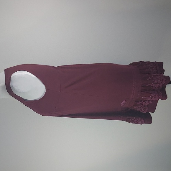 Billabong Burgundy Deep Purple V-Neck Lace Detail Y2K Dress Size Small - Picture 4 of 9